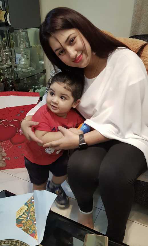 Actress Apu Biswas and her son Abraham Khan Joy